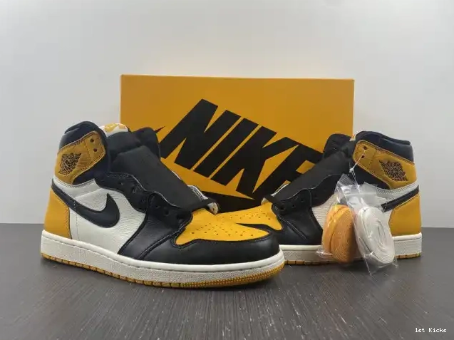 1st Kicks Jordan 555088-711 1 OG Yellow High Air Toe 0526